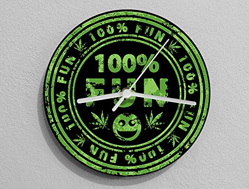100% Fun Marijuana Wall Clock