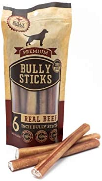 Bully Bunches All Natural Standard 6 Inch Bully Sticks – Odour Free, Rawhide Free, Chemical Free – Safe, Long Lasting Beef Dog Chew Gnaws – Fully Digestible Treat for Small and Medium Dogs, 10 Pk