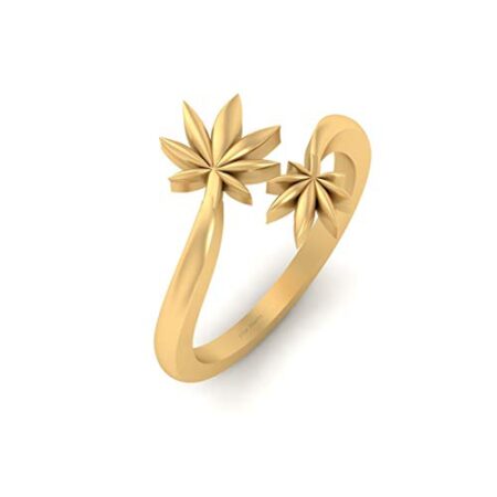 Cannabis Leaf Ring Solid 10k Yellow Gold Marijuana Wedding Ring Womens Stoner Gift