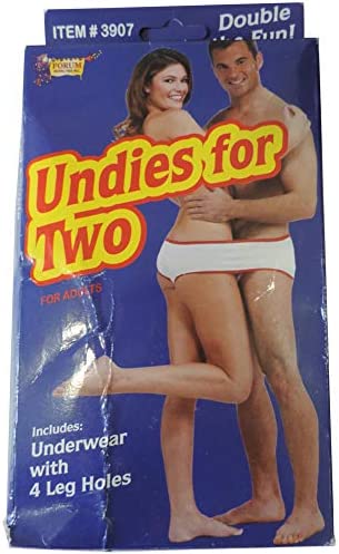 Forum Novelties 3907 Undies for Two - Valentine's Day Gift, Fun Fundie Underwear Panties for Halloween Parties & Holidays,1 Pack, One Size, White
