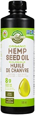 Manitoba Harvest Organic Hemp Seed Oil, 8g of Omegas 3&6 Per Serving, Non-GMO, Vegan, Gluten-Free 500ml